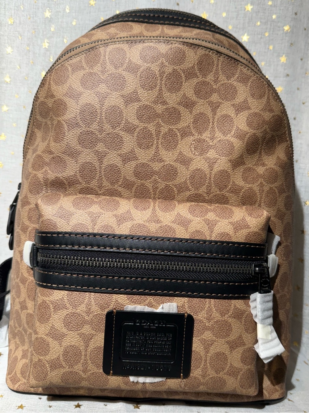 Coach Signature Academy Backpack JI Khaki Light Brown Luxury Designer Bag NWT